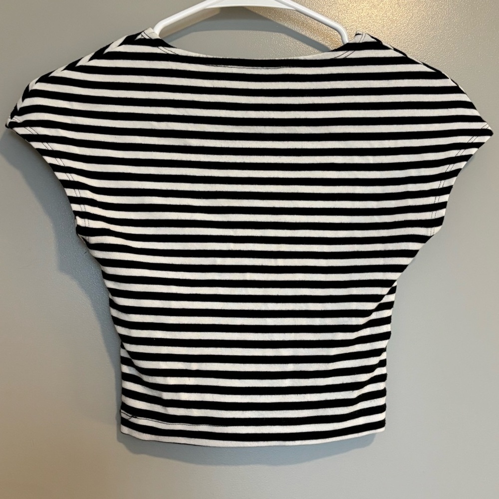 Zara Cropped Striped Tee, S - Picture 2 of 5